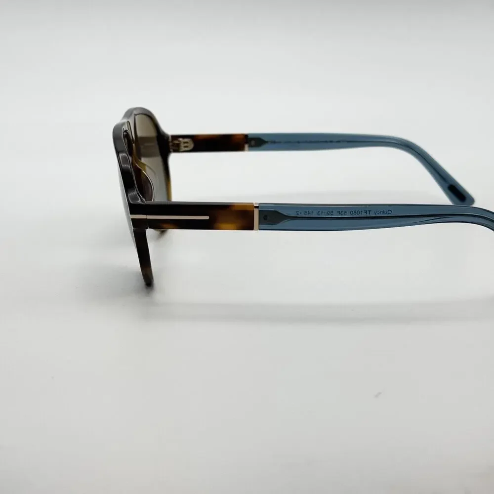 Tom Ford Sunglasses Quincy TF1080 53F Havana Aviator Brown Gradient Lens 59mm